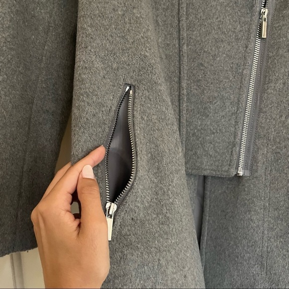1. State | Wool asymmetric zipper coat Sz S Gray - Picture 3 of 5
